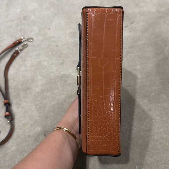 Croc detail brown mini cross body bag - Picture 4 of 6